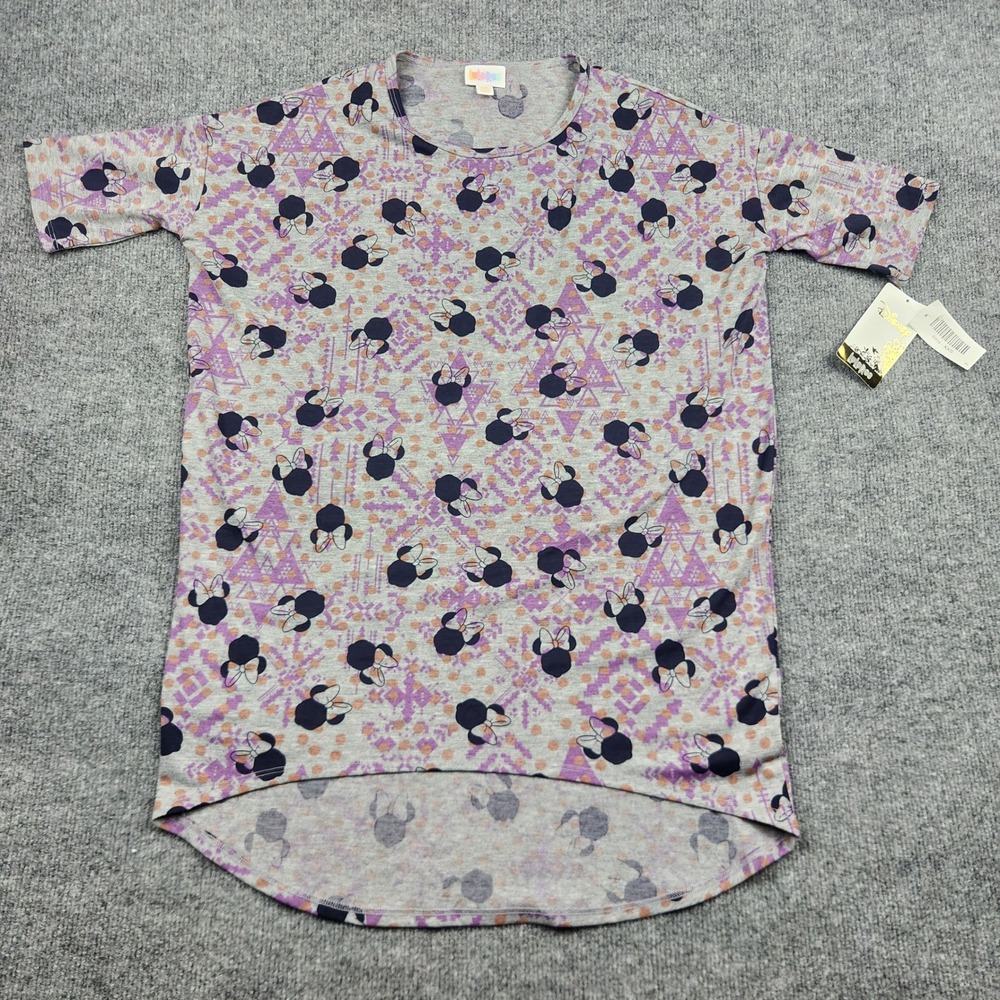 LuLaRoe Disney Minnie Mouse Irma Tunic Top Gray Purple Geometric XXS New‎ W Tags